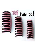 Box 100 Nail Tips • Pink and Black Lined